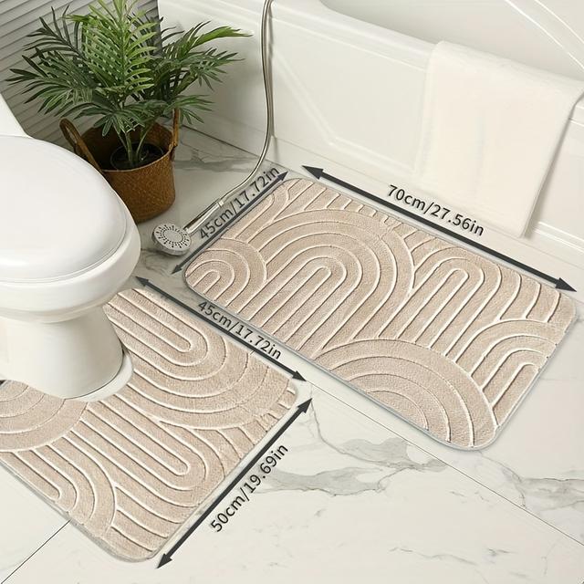 TEMU 【玄関・浴室用】滑り止め付き吸水マット2枚セット