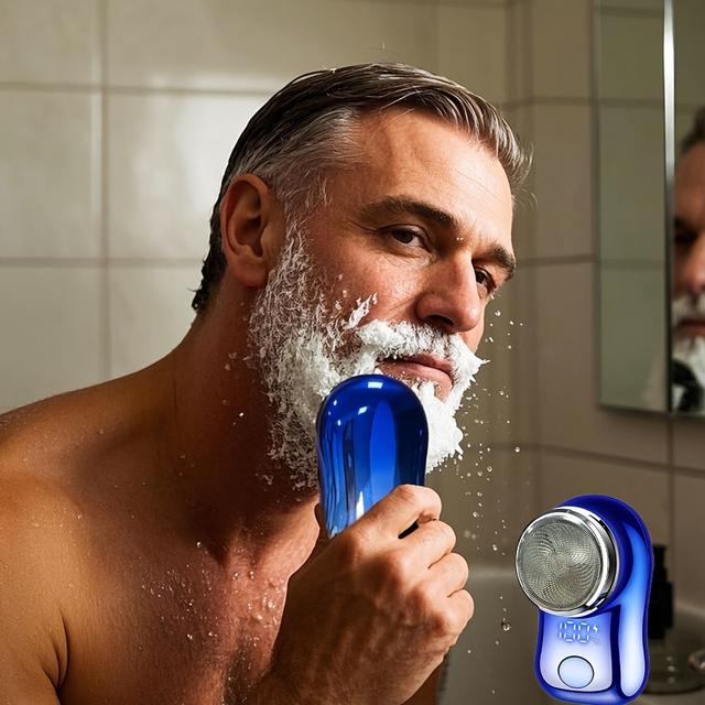 TEMU 1 Usb Rechargeable Compact Men's Razor With Led Display - Fast Charging, Suitable For Office And Home Use. Ideal Gift For Boyfriend, Dad, Or Brother