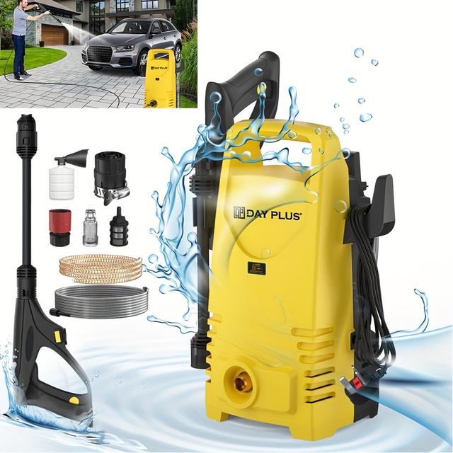 TEMU 2050psi Electric Pressure Washer, 1.6gpm 1100w High Power Washer Machine With A 1-adjustable Spray Nozzles And Detergent Tank For Cleaning, Cars, Decks, Driveways, Patios, Roof