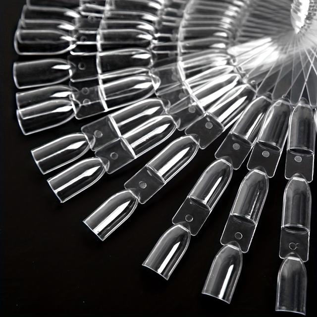 TEMU 150 Color Nail Set, Square Nail Art Practice Tips, Nail Art Display Color Card, Fan-shaped Display Color Card With Metal Opening Ring