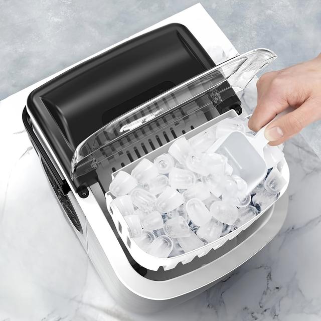 TEMU Joy Pebble 家庭 製氷機 ステンレス鋼仕上げ 透明窓 氷つくり機 小型製氷機 最短6分 1.2L水タンク 氷保管量600g 自動洗浄機能 コンパクト 日本語タッチパネル 自動製氷機 氷つくり機 晩酌 家飲み オフィス飲み パーティー 卓上 業務用 製氷機 省エネ 日本語説明書付き