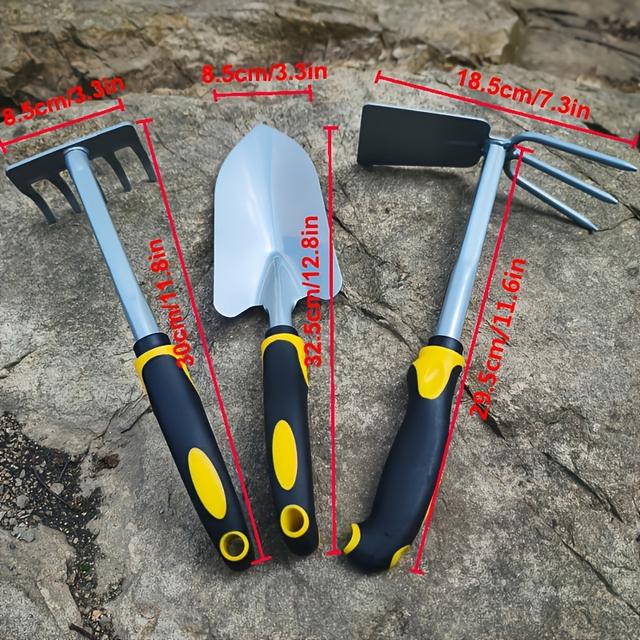 TEMU 3pcs Garden Planting Tools Potted Shovel Gardening Loosener Land Leveler Small Hoe Hand Trowel Farm Tool Mini Rake