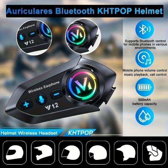 TEMU Khptop For Motorcycle Helmet Headset With Noise Reduction,, & Fm Radio, Calling, Compatible With Smartphones/digital Audio Players, Type-c (no Charger Included) - Ideal For Riders