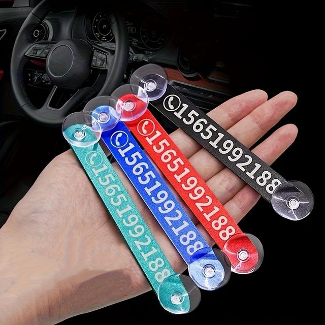 TEMU Temporary Parking Phone Sign, Aluminum Alloy Telephone Number Plate - Black Red Contact Marker For Cars,