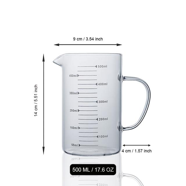 TEMU 고용량 유리 계량컵 (스케일 및 손잡이 포함), 고온 설계, 주방 베이킹 및 전자레인지 사용에 적합. 투명 계란 거품기, 전자레인지 사용 가능