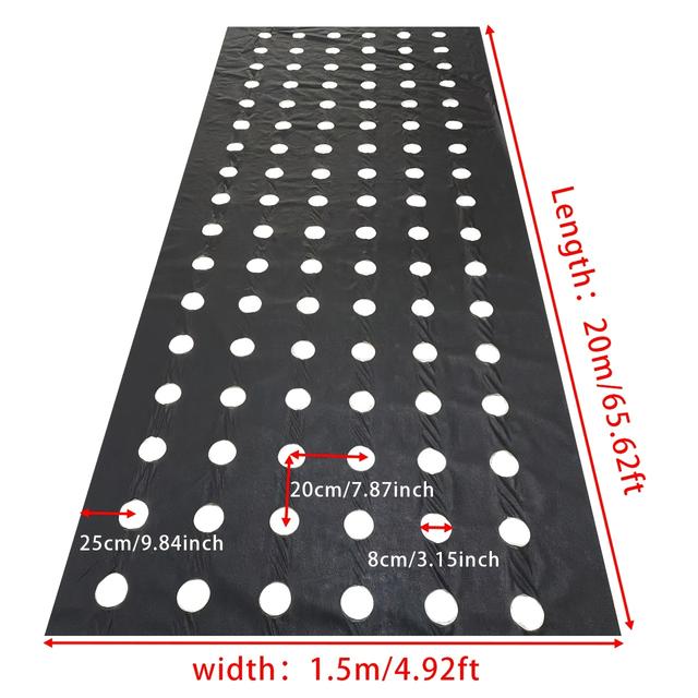 TEMU 150×2000cm Premium Perforated Barrier | Black Pp Material, 1.21 Oz/yd², Permeable & Breathable, Suppresses Weeds, Enhances Growth In Farms, , Vegetable Gardens & Flower Beds