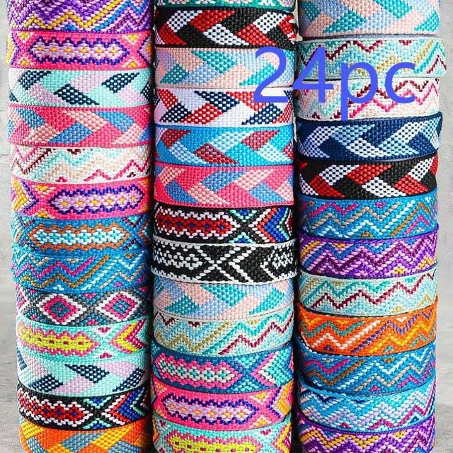 TEMU 24pcs Bohemian Style Handmade Bracelets - Colorful Beaded Wristbands With Tassels, Everyday Wear, Parties, And Gifts, Festive Accessory|vibrant Wristbands|artisanal , Bracelet Decor