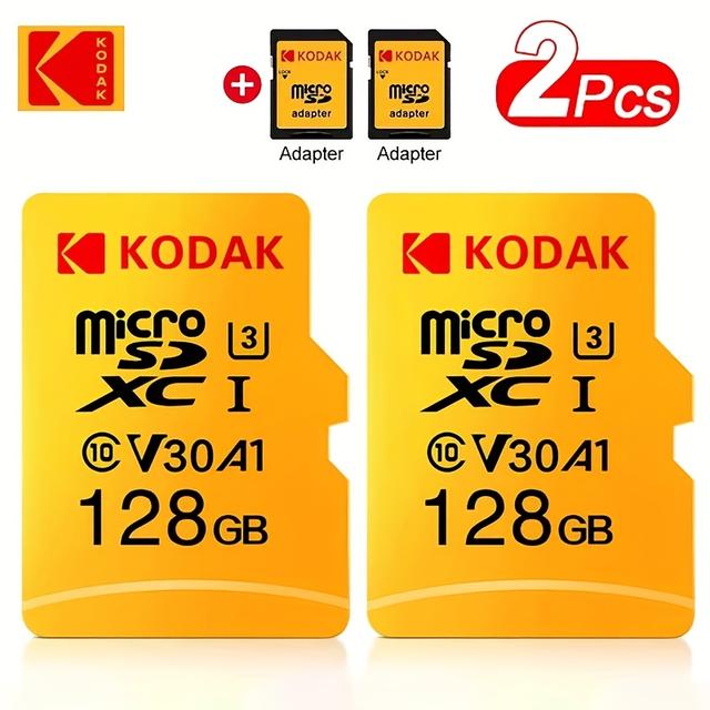 TEMU بطاقة ذاكرة فلاش عالية السرعة من Kodak، 128 /64 /32 ، UHS-I U3 V30، Class 10، بطاقة ذاكرة فلاش عالية السرعة للكاميرات، الدرونز، كاميرات الدش