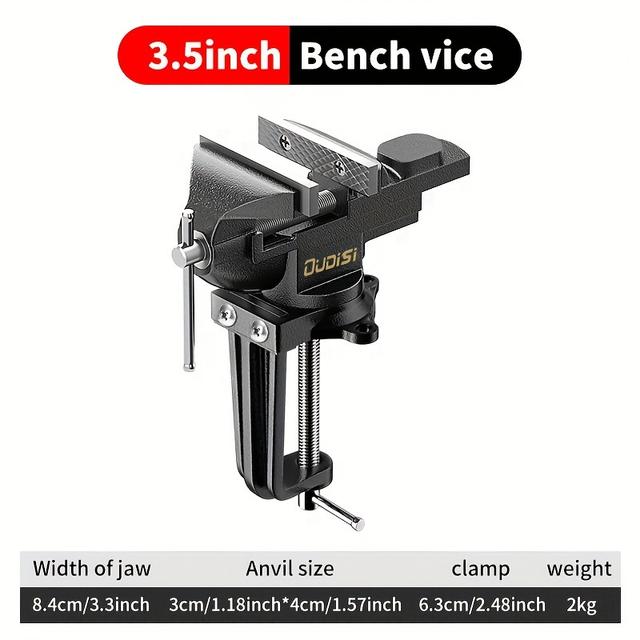 TEMU 3,5 Zoll Tischklemme, Kleine Werkbank-Schraubstock, Neu Aufgerüstete Gusseisenherstellung Juweliere Hobbyklemmen Handwerksbau Reparaturwerkzeug Tragbarer Arbeitsschraubstock
