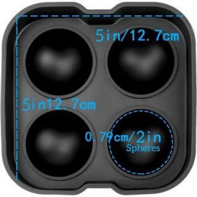 TEMU Shaon 1pc Small Sphere Ice Cube Molds - 4 Grid Whiskey Ice Mold, Leak-, & Release, Making Round , Halloween, Christmas, Party, Enhancing Your Drink Experience!