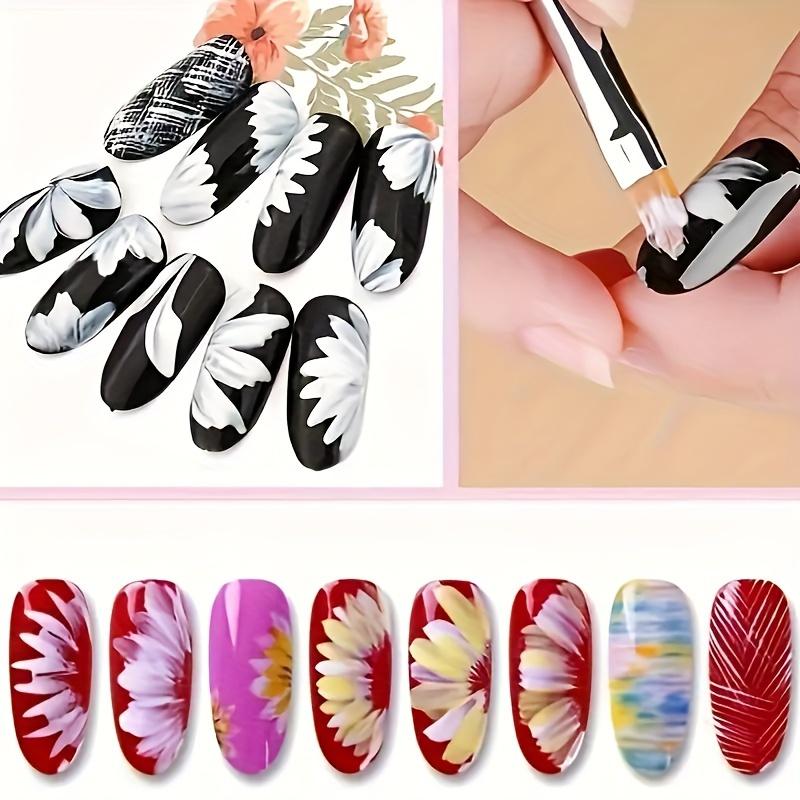 TEMU 8pcs Nail Art Brush Set - Professional Acrylic & Gel Design Tools, 3d Builder Pen For Salon-quality At Home