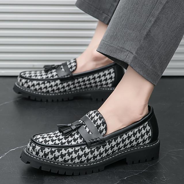 TEMU Herren Loafers - Lässige Slip-On Oxfords, Low-Top-Design, PU-- und -Futter, Gummisohle, Bequeme Alltags-Schuhe mit Quastendetail
