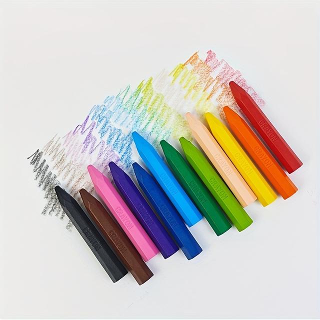 TEMU 12-kleuren Niet-giftige Hexagonale Krijtjes - Vlekvrij, Breekbestendig Kunstbenodigdheden met 12 Levendige Kleuren (Nr. 1 tot 12) - & Tekeningpotloden, & s