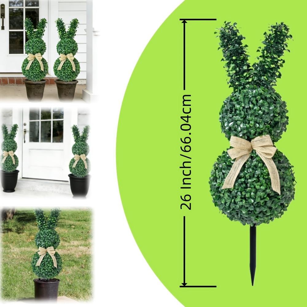 TEMU Plant With A Ground Insert, Featuring An Artificial Rabbit Design And A Bow, Suitable For Garden Outdoor Decoration, Ideal For Indoor And Outdoor Decor - Spring Decoration