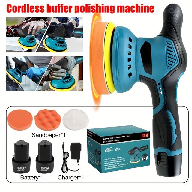 TEMU Wireless Car Polisher/drill, 6-speed Adjustable Polishing Machine With 2 12v Batteries, Powerful Portable Track Polishing Tool, Suitable For Car Beauty, Candles, Scratch Removal