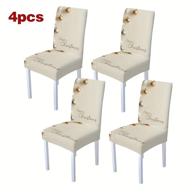 TEMU 4/5/6/7-teiliges Weihnachtsdeko-Set für Stuhlbezüge Tischdecken, ideal für Teetische Wohnaccessoires, waschbar, elastisch bequem, für Halloween- Weihnachtsfeiern