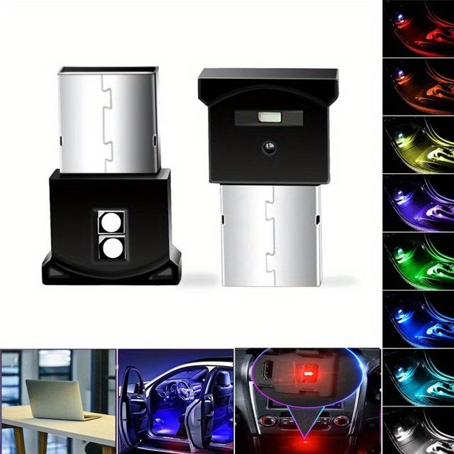 TEMU Zestaw 2 mini lamp USB LED RGB do wnętrza samochodu, tworzących kolorową i miękką atmosferę dekoracyjne dodatki, bez baterii