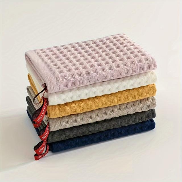 TEMU Set Of 6 Pure Cotton Waffle Square Towels