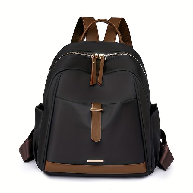 TEMU حقيبة ظهر نسائية كبيرة السعة بتصميم كتل الألوان، حقيبة طالب عصرية، حقيبة ظهر سفر تخزين بسيطة