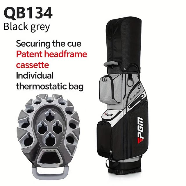 TEMU Pgm Pro Golf Bag - Black & Gray, Individual Thermostatic Bag With Secure Cue Headframe, Patent Cassette, Polyester Fabric, Golf Bag Storage| Bag| Fabric Bag