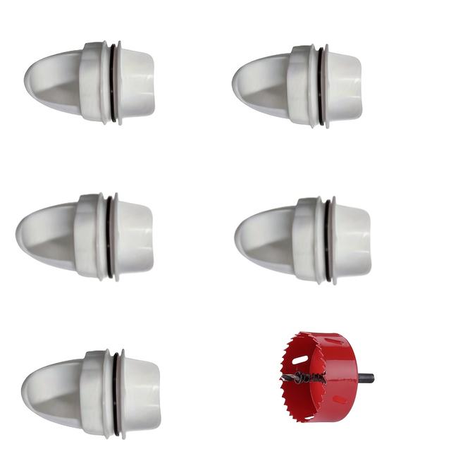 TEMU Hühner-Gravitationsfütterer Geflügel-Futterzubehör DIY Regenfeste Fütterer-Port-Kit Für Eimerbehälter