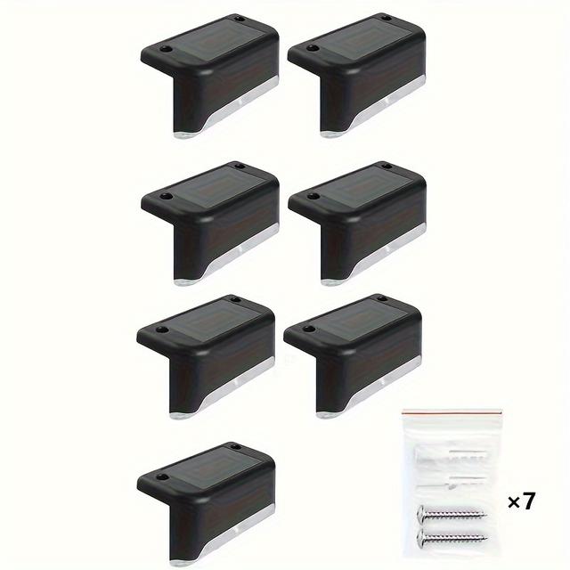 TEMU 7pac Solar Deck Light Outdoor, Solar Step Lights Led Solar Lamp, Suitable For Outdoor Stairs, Steps, Fences, Yards, Patios, And Walkways Warm White - Ipx4