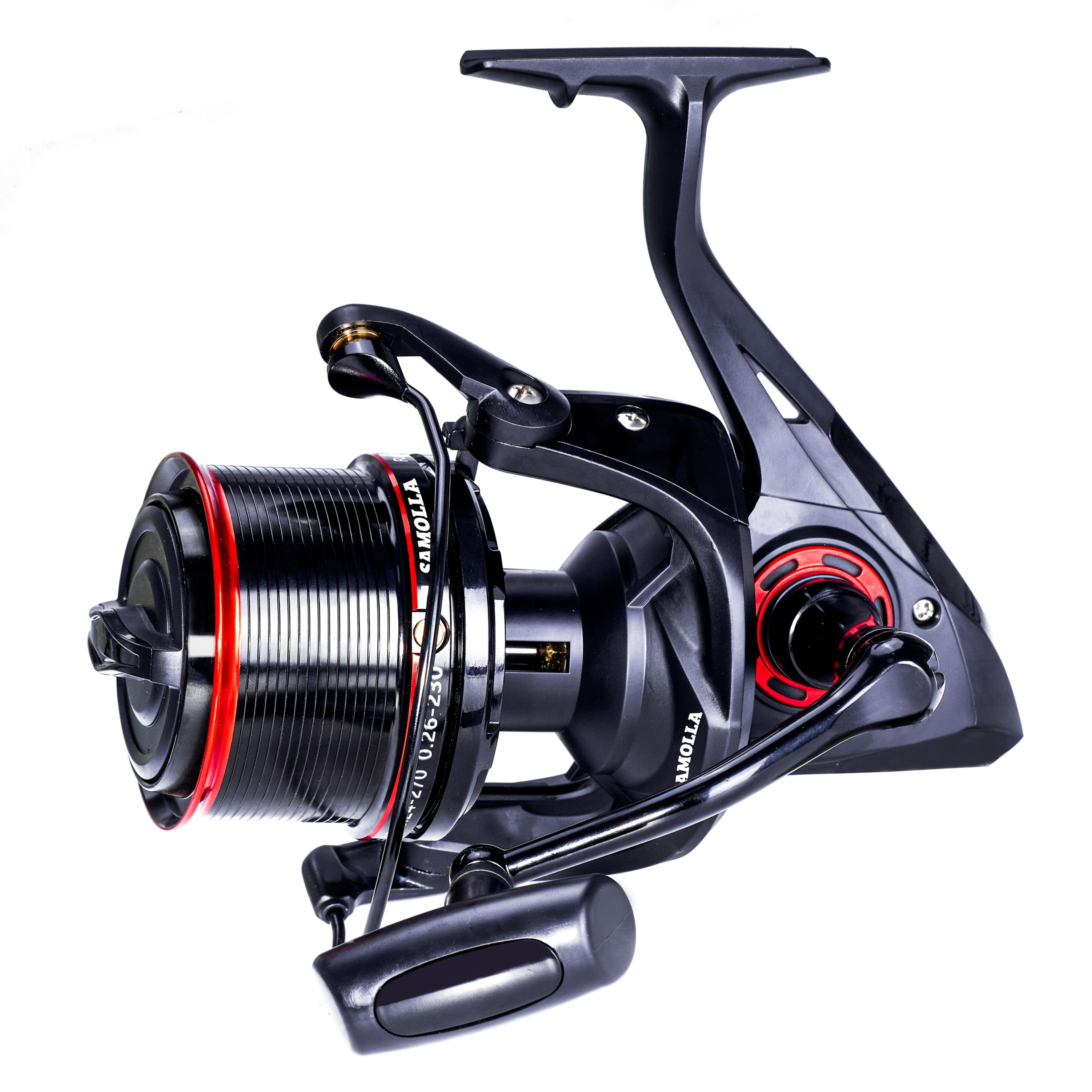 TEMU 1pc SAMOLLA Carrete de pesca giratorio 8000-12000, cuerpo de aleación de aluminio, operación manual , tipo rotatorio,