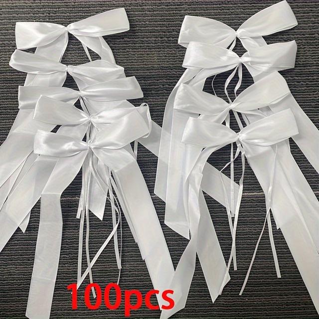 TEMU 50/100pcs Party Bow Tie Fabric Streamer Bows For Wedding Chair, Decoration And Festive Occasions