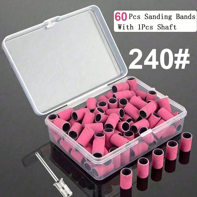 TEMU 60pcs Nail Drill Bits Sanding Bands For Nail Drill 180# 240# 120# Grit Nail File Sanding Bands For Acrylic Nails Gel And Pedicure