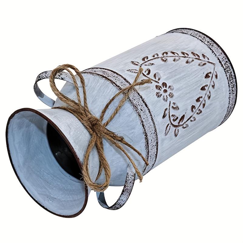 TEMU 1pc Metal Flower Vase For Center Decoration, Large Vase For Home Decor Living Room Decor Bucket Country Primitive Jug Farmhouse Decoration Small