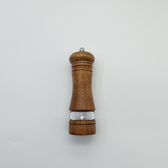 TEMU Premium Wooden Manual Pepper & Salt Grinder With Clear Viewing Window - Fresh Seasonings, Essential Kitchen Gadget