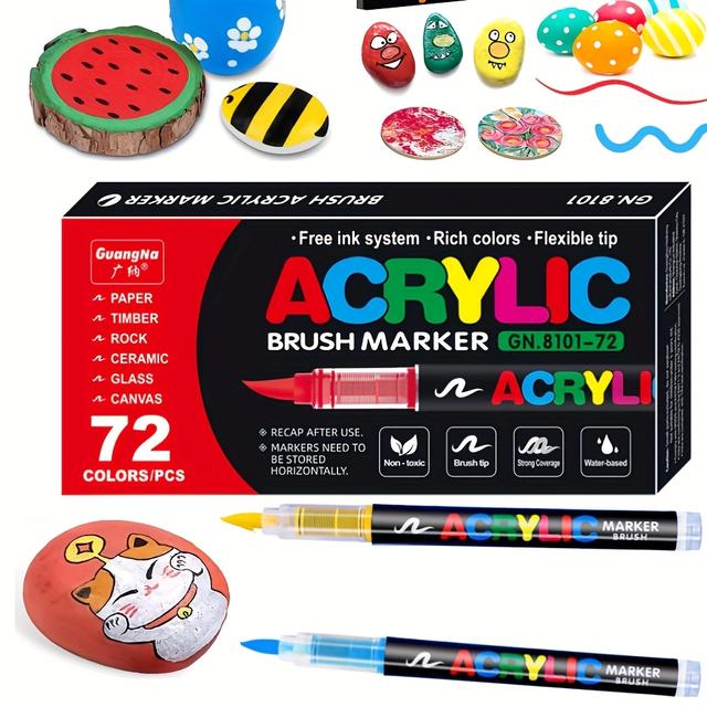 TEMU 120 Direkte Flüssig-Acrylfarben Marker, und Flexibel, Kein Schwimmkörper, Großes Schriftbild, Vielschichtiges Kunst, Büro, Dekoration, Kalligraphie und Illustration