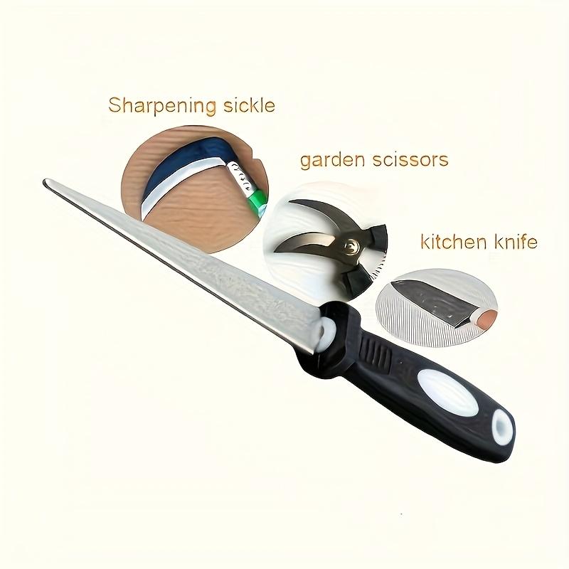 TEMU 1 2-in-1 Diamond Whetstone For Knives, Scissors And Gardening Tools - Double-sided Design, Flat And Curved Surfaces, Non-slip Grip, , Durable Steel And Diamond Materials,
