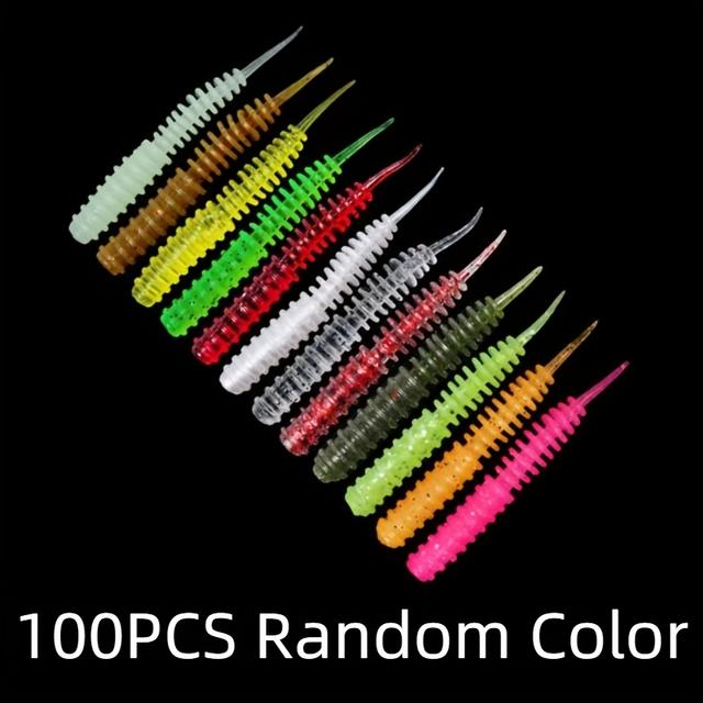 TEMU 100pcs 6cm Needle-tail Soft Worm Lures, Bionic Soft Bait, Multi- Worm, Sinking Micro Bait, Compatible With Crankbait Hooks And Jig Heads For Fishing
