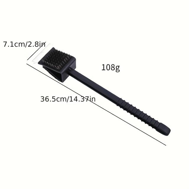 TEMU 3-in-1 Bbq Grill Cleaning Tool - Stainless Steel Wire Brush With Scraper And Spatula, Long Handle For Easy Reach, Durable Reusable Barbecue Cleaner Accessory