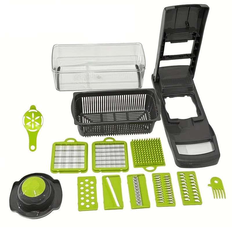 TEMU Essential For The Kitchen! 14-in-1 Vegetable Chopper Set, And Slicer, Vegetable Chopper, Food Chopper With Container, Vegetable Cutter And For Making Onion Salad