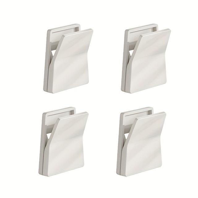 TEMU 4개 벽걸이 욕실 정리 클립 - 샴푸, 치약 및 수건용 자체 접착식 보관 후크 | 내구성 있는 플라스틱, 광택 마감 | 가정 및 호텔 사용을 위한 공간 절약 디자인, 욕실 정리 및 보관, 후크