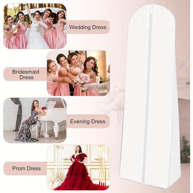 TEMU Elegant Dress Cover - Waterproof, Moisture-resistant, Foldable Triangle Fabric With Zipper Closure For Fluffy Bridal Gowns, Wedding Dress Protection|simple Wedding Accessory| Zipper Closure