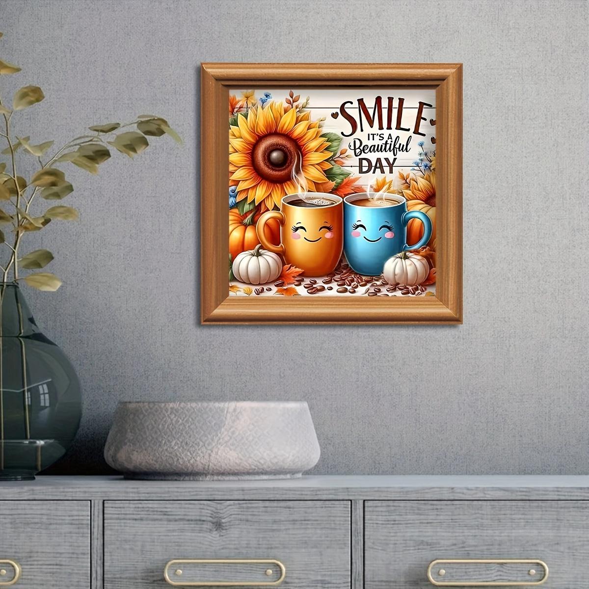 TEMU 1 Set - Creative Coffee Theme Cross Stitch Painting Kit, Diy High-quality Art Needlework, 11ct Embroidery Fabric Decorative Craft, Ideal For Home Wall Decoration, Frameless