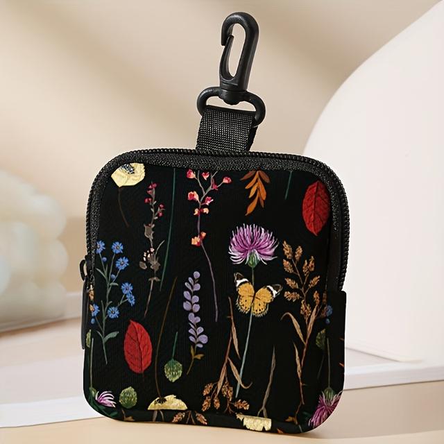 TEMU Flower And Print Pattern Large Capacity Digital Printing Storage Bag Headphone Storage Bag, Multifunctional Holder
