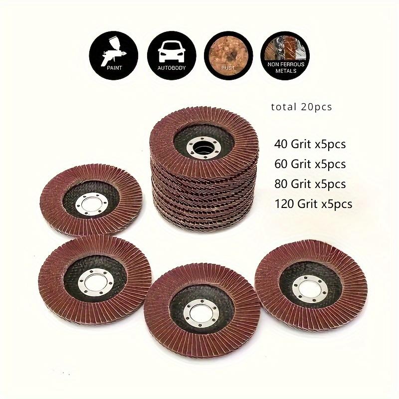 TEMU 20 disques à clapets 4,5 pouces - meule en alumine avec support en nylon, construction collée, grain grossier pour meuleuse, ponçage efficace du métal, peinture et bois