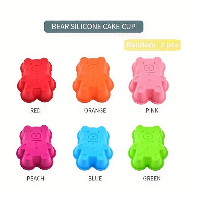 TEMU Набір з 3 силіконових форм для кексів випадкових кольорів для випічки