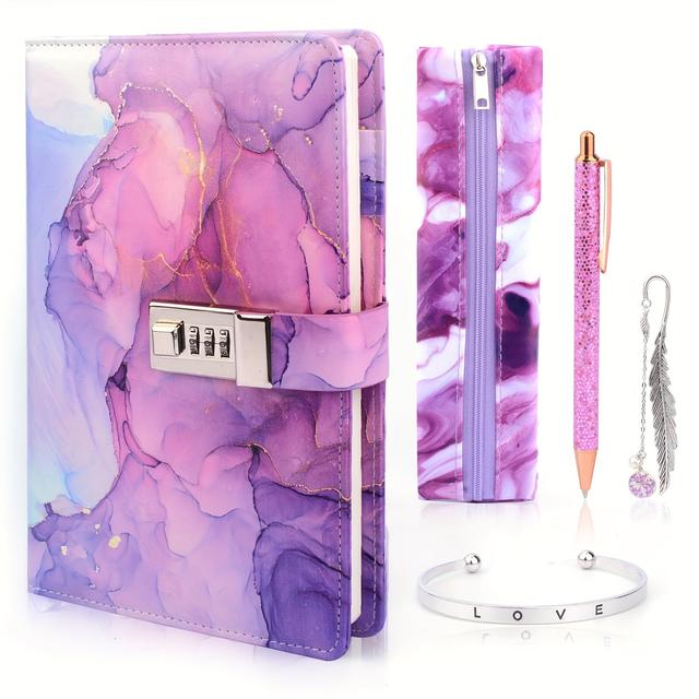 TEMU With Lock Kit, Gifts For Girls Age 8-12, Birthday Gifts For Girls Journals Set With Pen Pencil Case Bookmark, Kids Notebook Locking For Girls 8 9 12 Years Tweens Teens