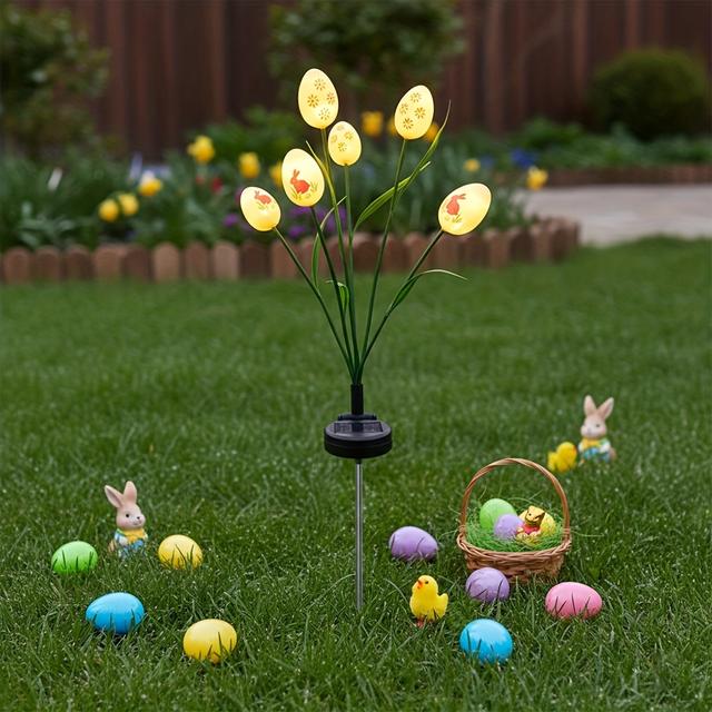 TEMU 6pcs Solar |, Ip65, 2 Lighting , Holiday Decor For Yard Garden Porch Lawn Pathway Outdoor Easter Decorations, Made Of Plastic