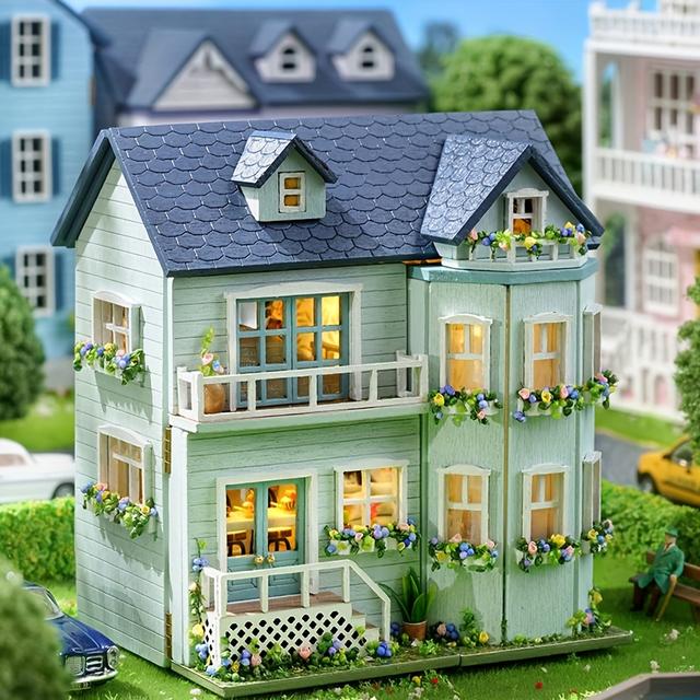 TEMU Dollhouse Kit , A Handcrafted Wooden Assembly Bookshelf Decoration Model With Furniture, Suitable For Home Bookshelf, Birthday Party Room Decor, And Christmas Gifts (does Not Glue And Batteries)