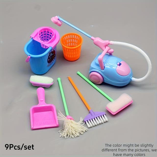 TEMU 6шт/9шт Випадковий Набір для прибирання лялькового будиночка для принцеси - 6/9шт Міні аксесуари для ляльок для принцеси - Освітня іграшка