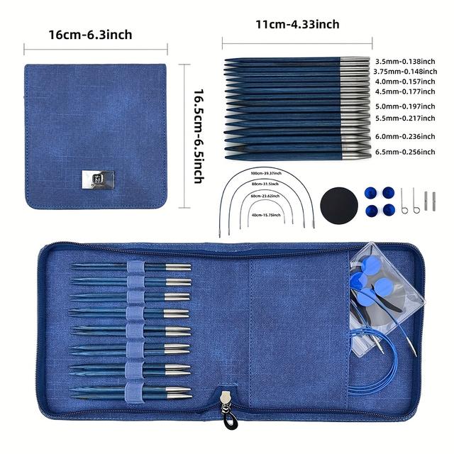 TEMU 8 Paare synthetischer Holz wechselbare runde Nadeln Set - abnehmbar, hochwertige Holzstricknadeln mit ergonomischen Griffen für glattes, müheloses Basteln