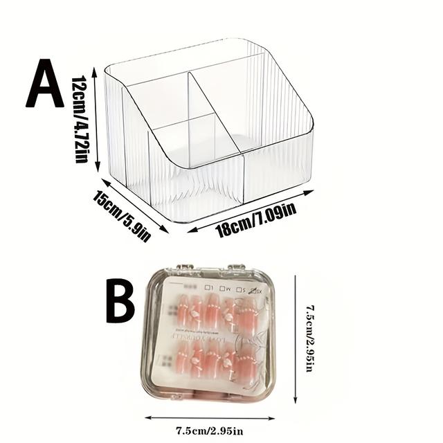 TEMU 2pcs Transparent Acrylic Cosmetic Storage Box, Stationery Organizer, Makeup Brush Holder, Pen Stand, Suitable For Storing Lipstick, Perfume, Toiletries, Ideal For Desk And Home Organization