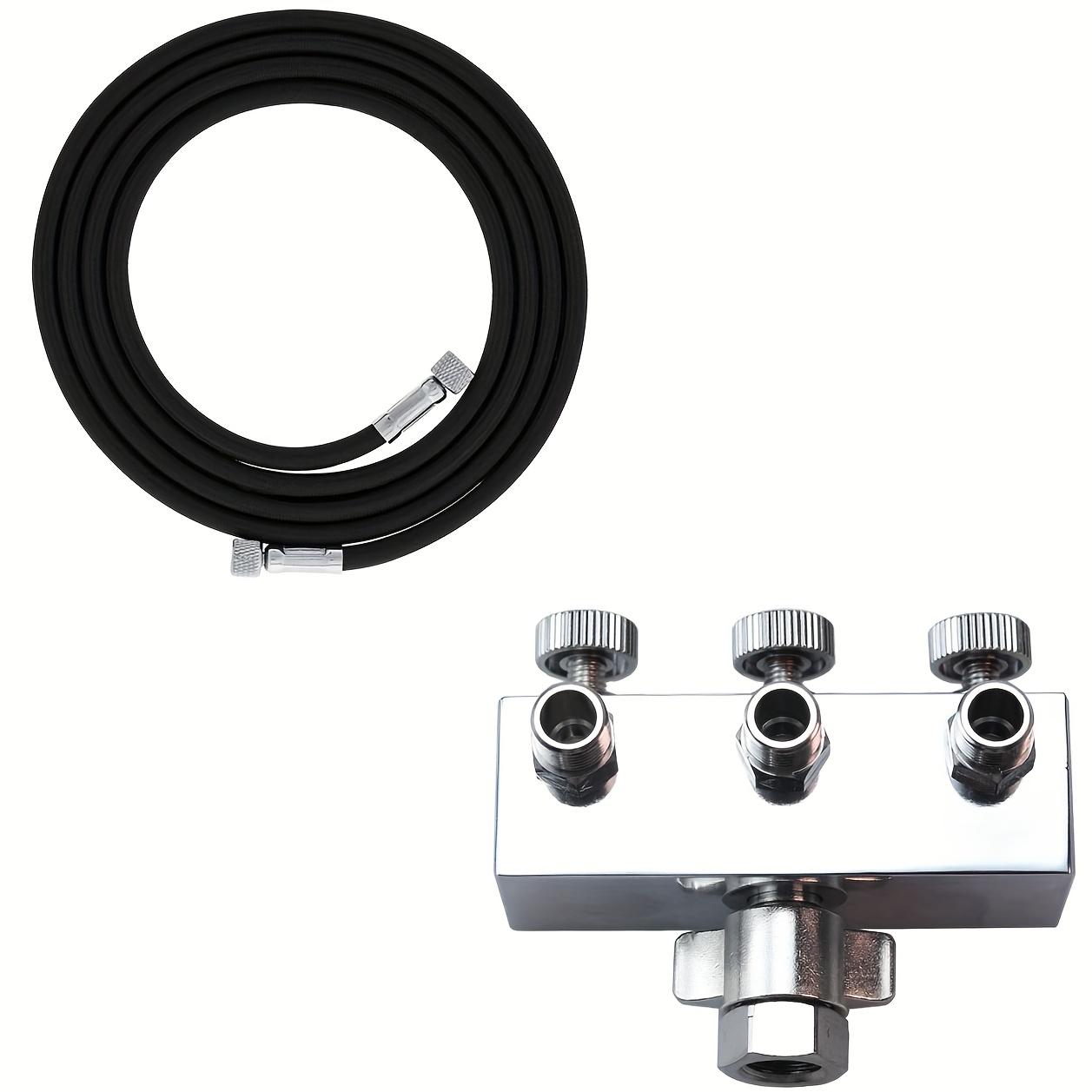 TEMU Spray Gun Accessories, Three-channel Adjustable Air Splitter + .9ft (180cm) Nylon Braided Airbrush Hose, Suitable For Model Painting, Automotive, Beauty, Tattoo, Cookie Tool Accessories
