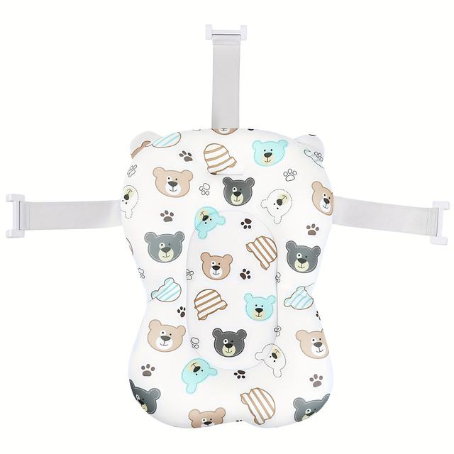 TEMU A Cartoon-patterned Baby Bath Support Mat, Soft And Comfortable Bathtub Mat, Featuring An Adjustable Non-slip Design, Suitable For Newborns Aged 0-12 Months.